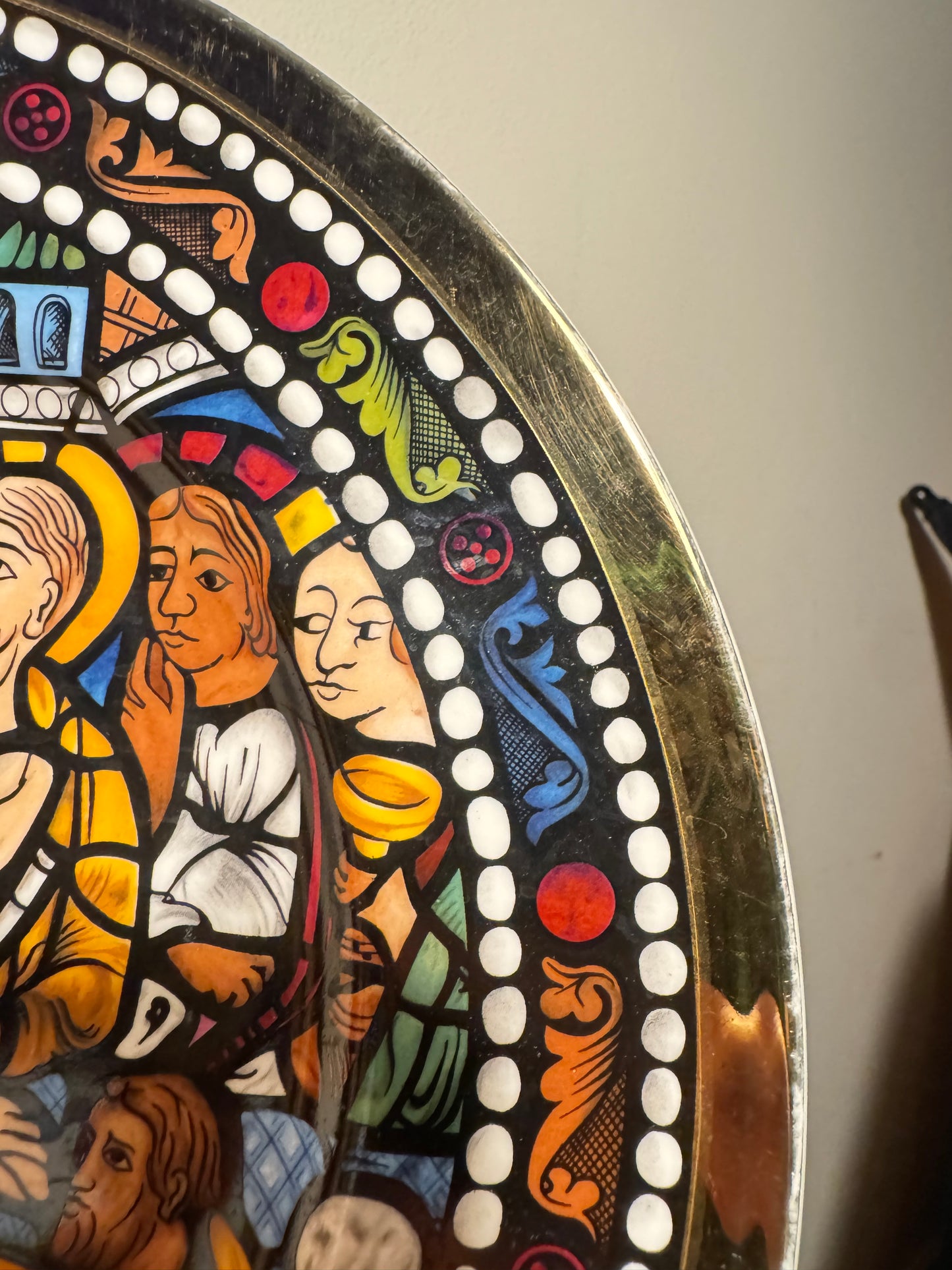 Decorative Colourful Wall Plate of Last Supper | Bone China | Made in England | Religious Quirky | Vintage Retro |