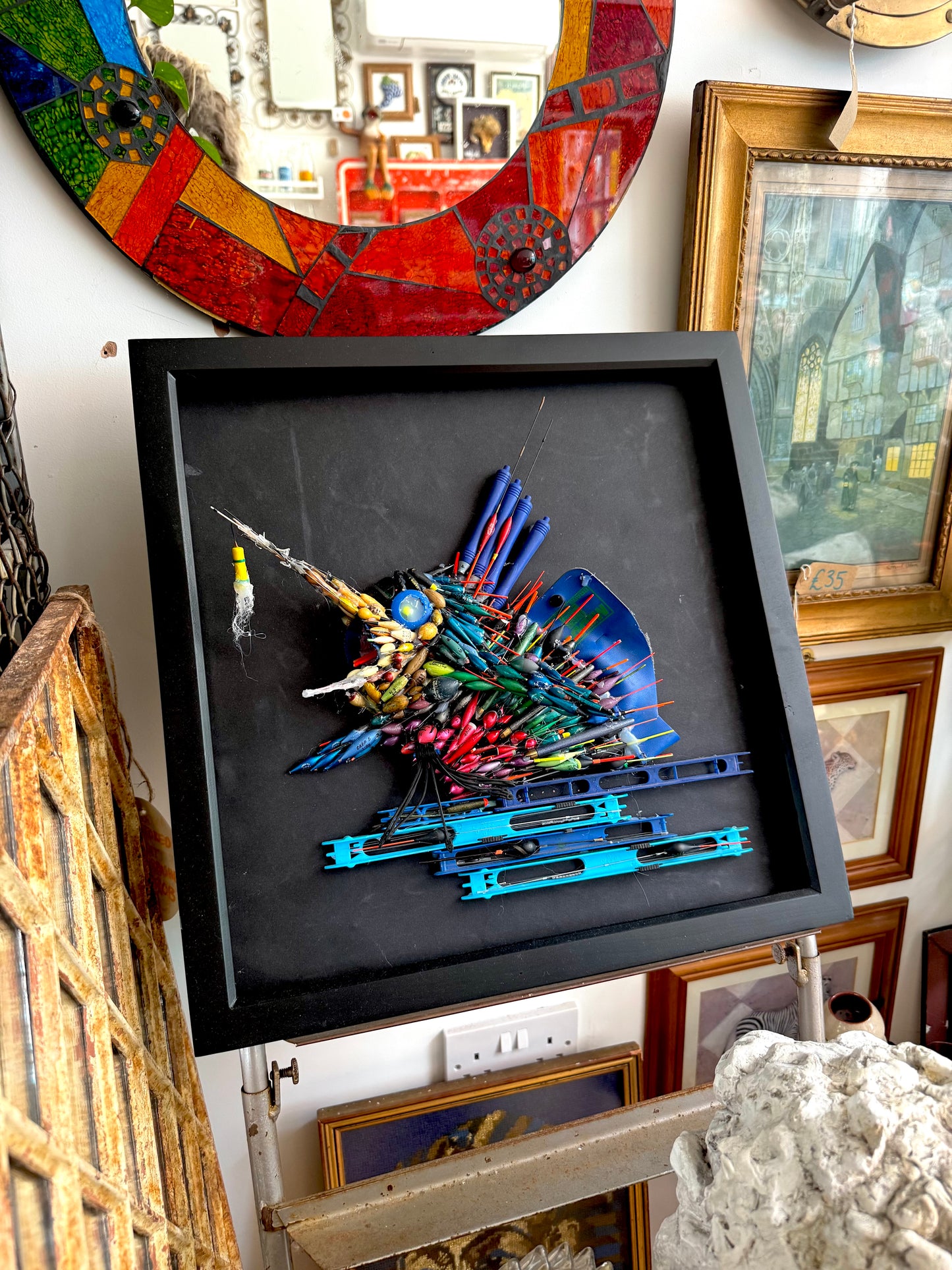‘The One That Got Away’ by Robert Carter | Handmade Vintage Fishing Float Wall Art Depicting Marlin Jumping Out of Water | Vintage Unique Quirky |