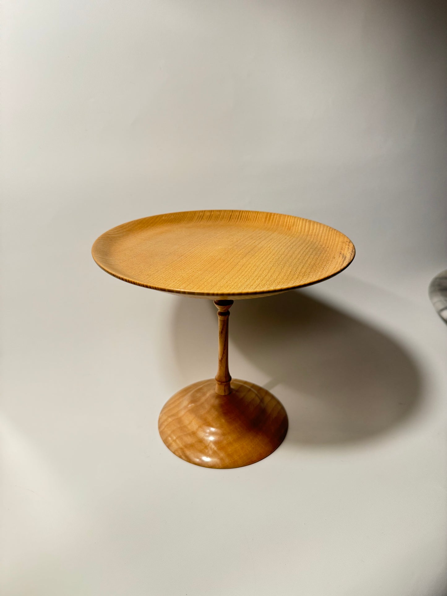 Handmade Ash Wood Pedestal Platter/Bowl | Dinner Party Serveware | Vintage Retro | Scandi | MCM Mid Century |