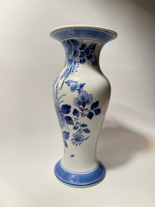 De Porceleyne Fles Royal Delft 1984 Handpainted Peacock Vase | Vintage Retro | Rare Unique |