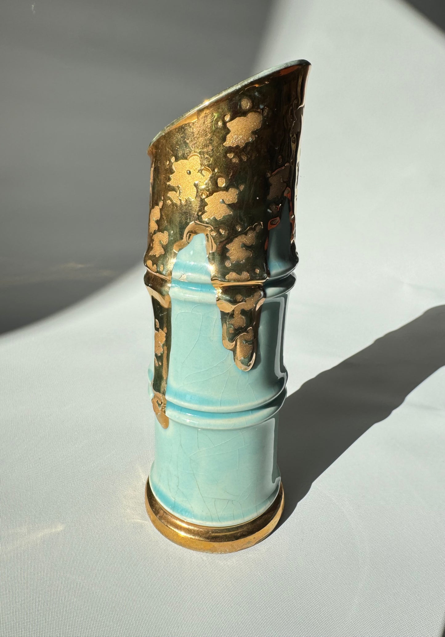 Weeping Gold & Blue Bamboo Vase