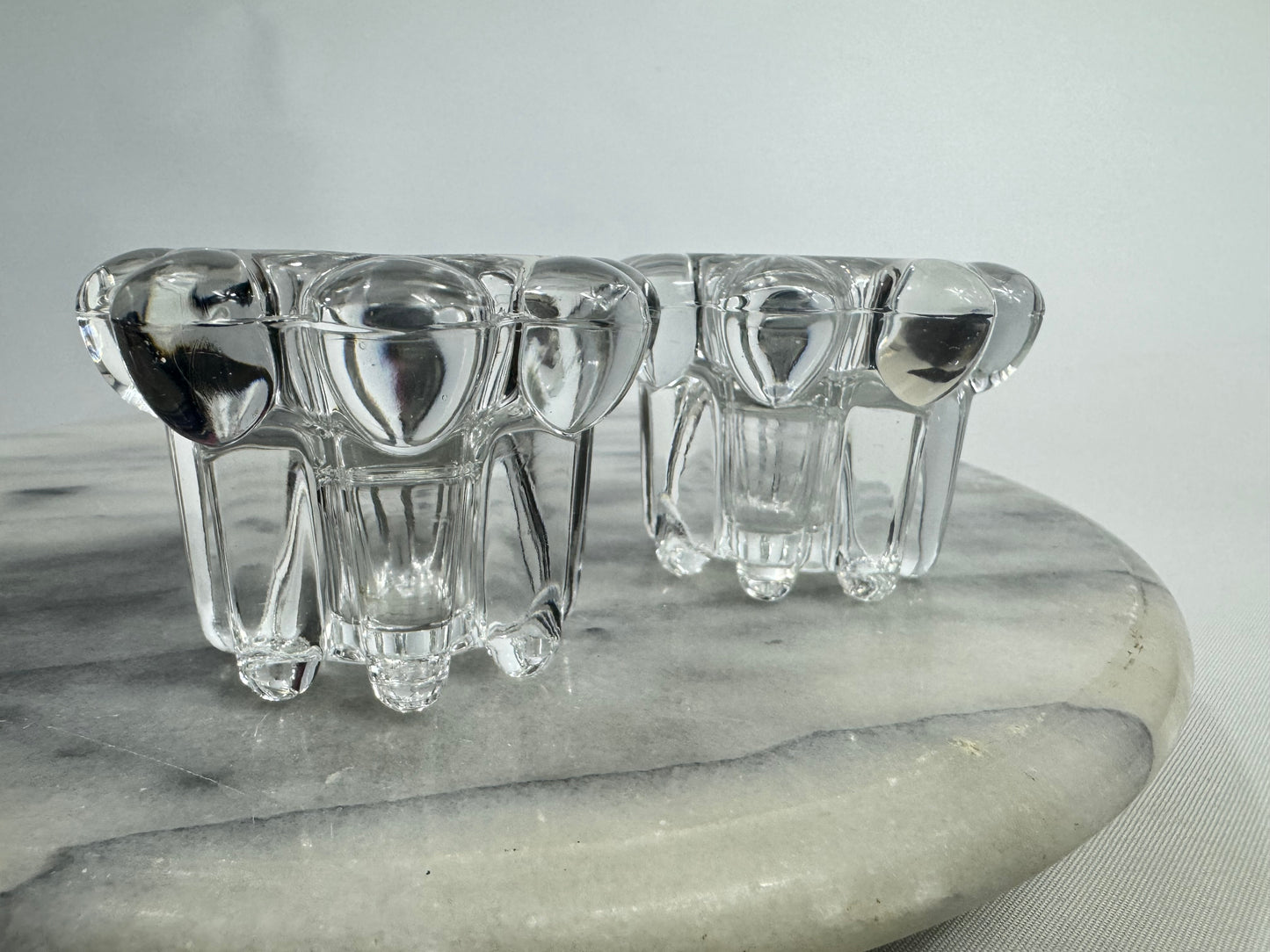 Reims Glass Bobble Candlestick Holders | Set of 2 | Vintage Retro | French Made in France |