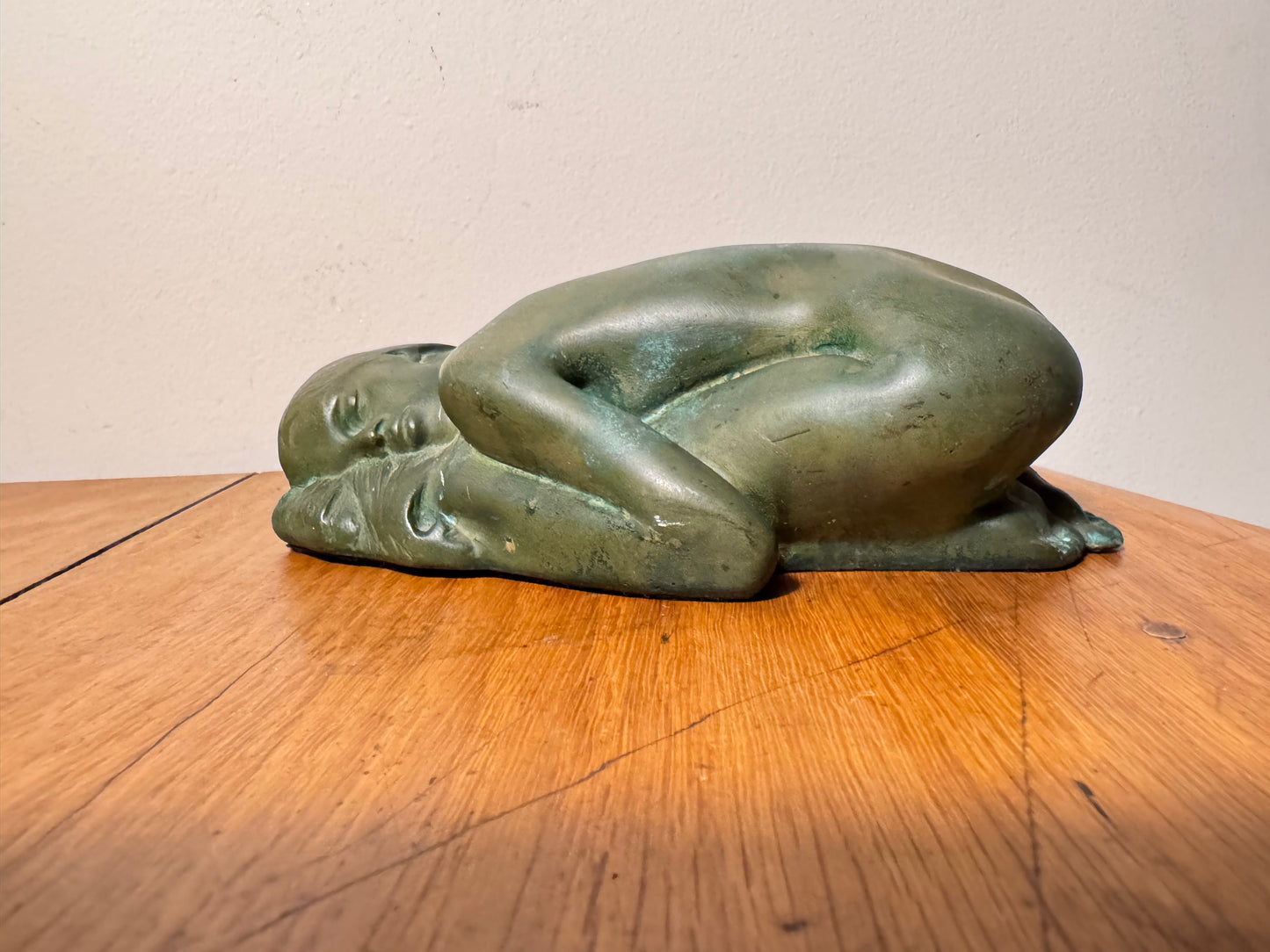 Carved Slate Sleeping Nude Lady Figure With Bronzed Effect Finish | Vintage Decor | Art Deco | Unique | c1930 |
