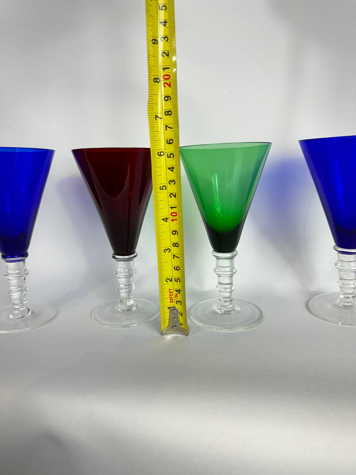 William Yeoward Coloured Crystal Wine Glasses | Set of 4 | Vintage Retro Style |