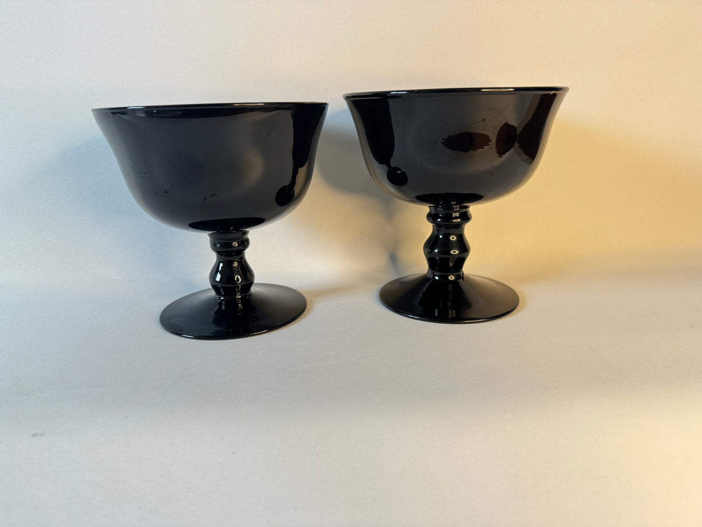 Black Glass Cocktail Coupes | Set of 2 | Large Champagne Glass Coupes | Vintage Retro |