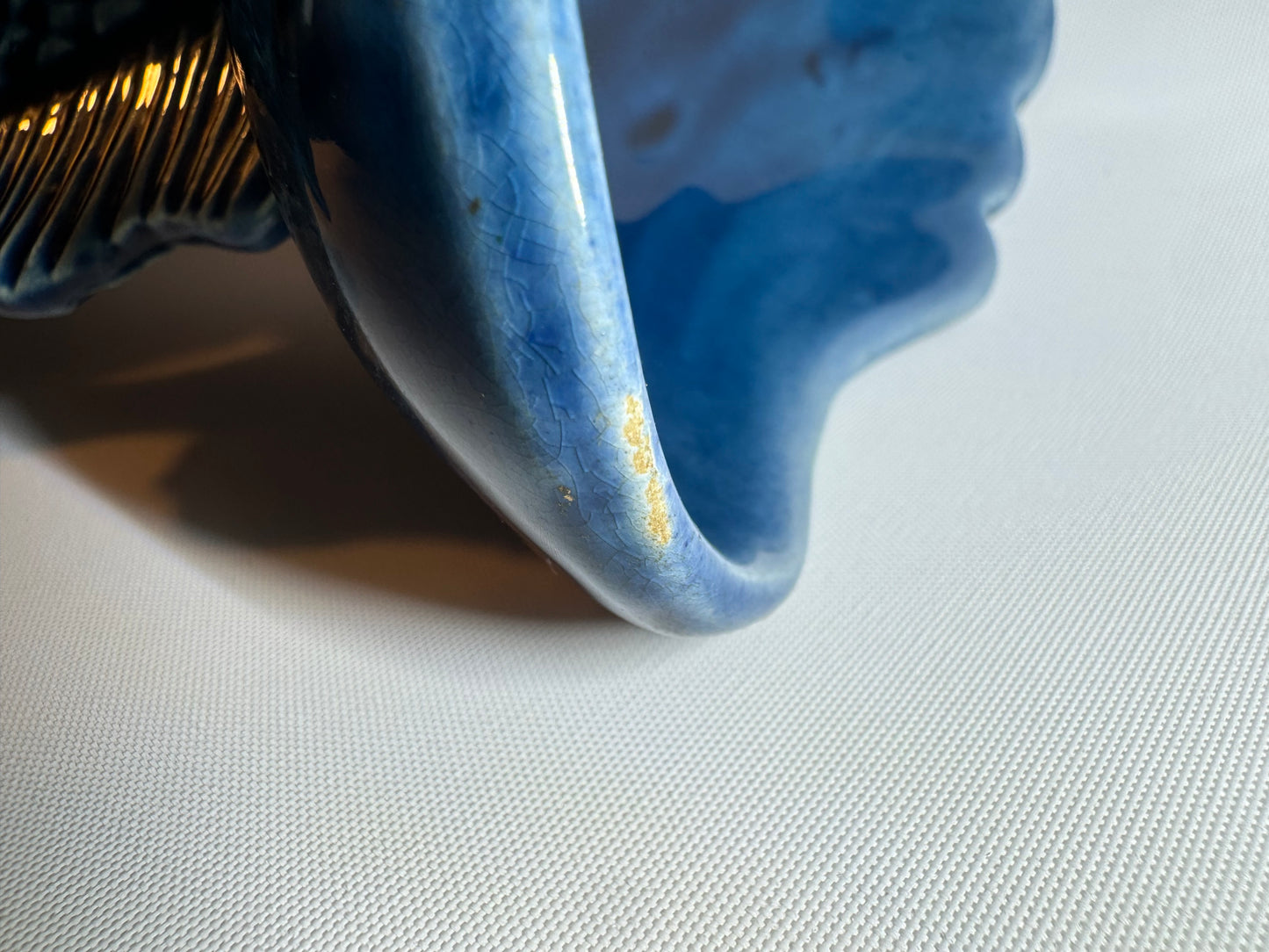 Devonway Pottery Deep Blue Fish Dish Bowl | Pedestal Bowl | Vintage Retro | Quirky Unique |