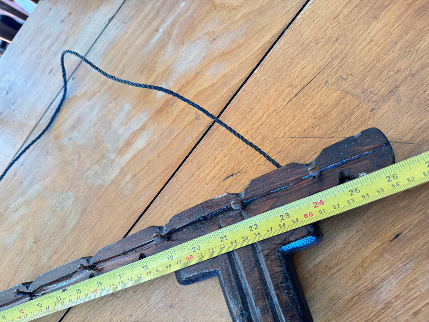 Large Rustic Wooden Key Hook Holder | Vintage Retro | Folk Art | Handcrafted |