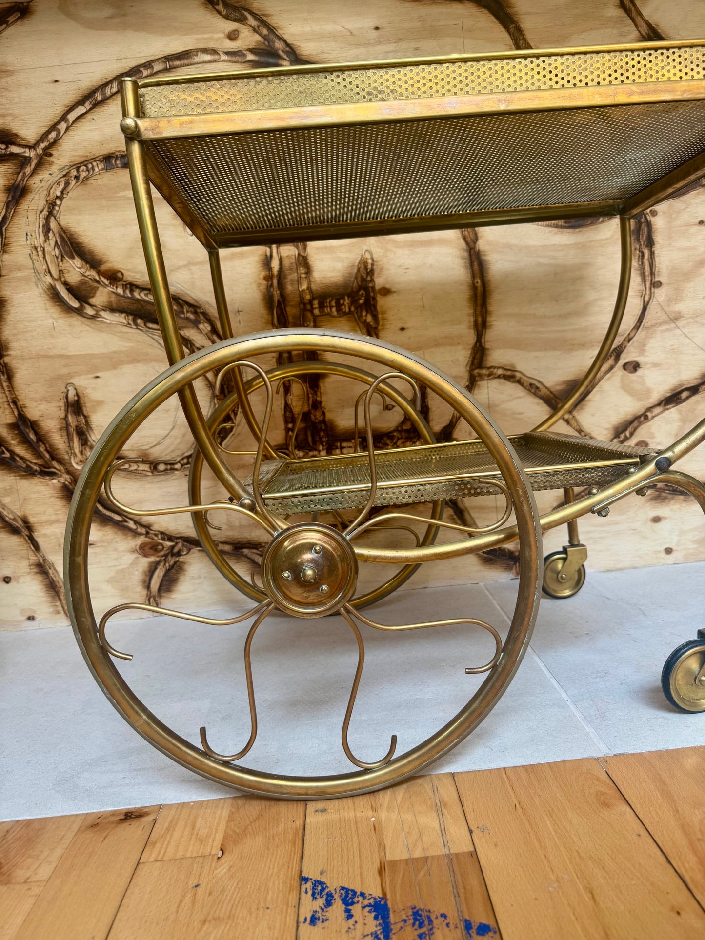 Josef Franc Brass Bar Trolley | Vintage Antique Homeware Decor |