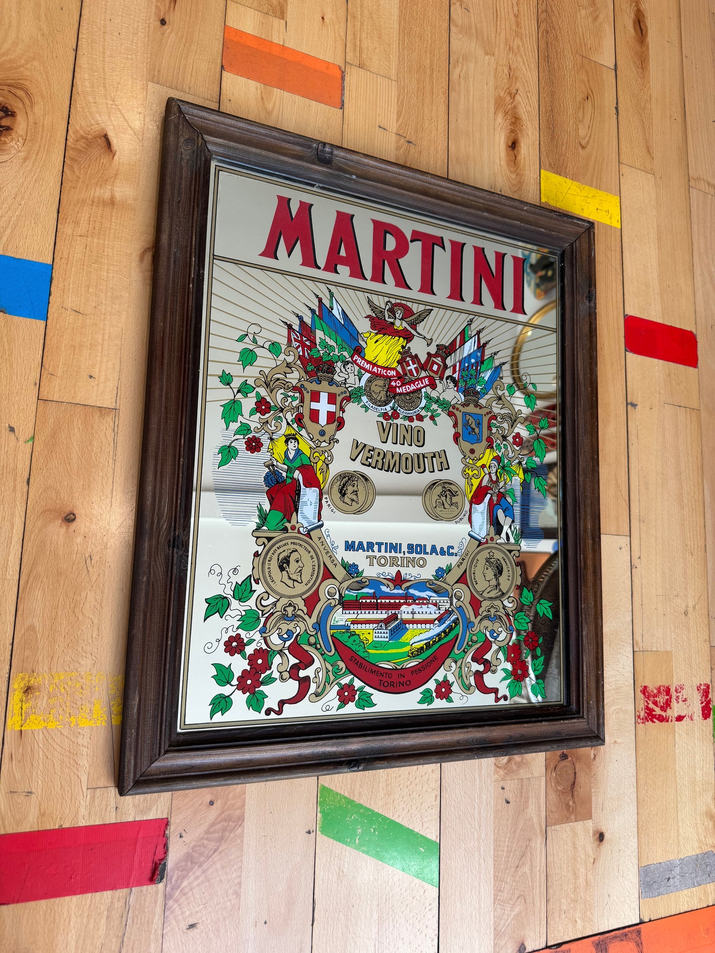 Large Vintage Martini Advertising Art Print Mirror | Vibrant Colourful |