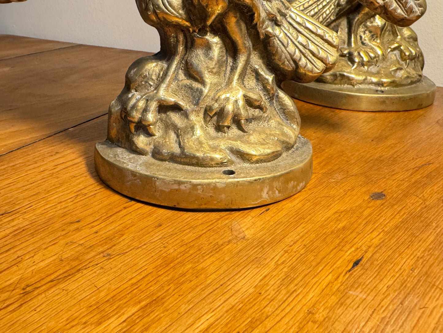 Pair of Antique Solid Brass Fire Place Andirons | Eagle Ornaments/Fire dog Ends | Fire Place Decor |Chenets/Eagles | Vintage Unique |