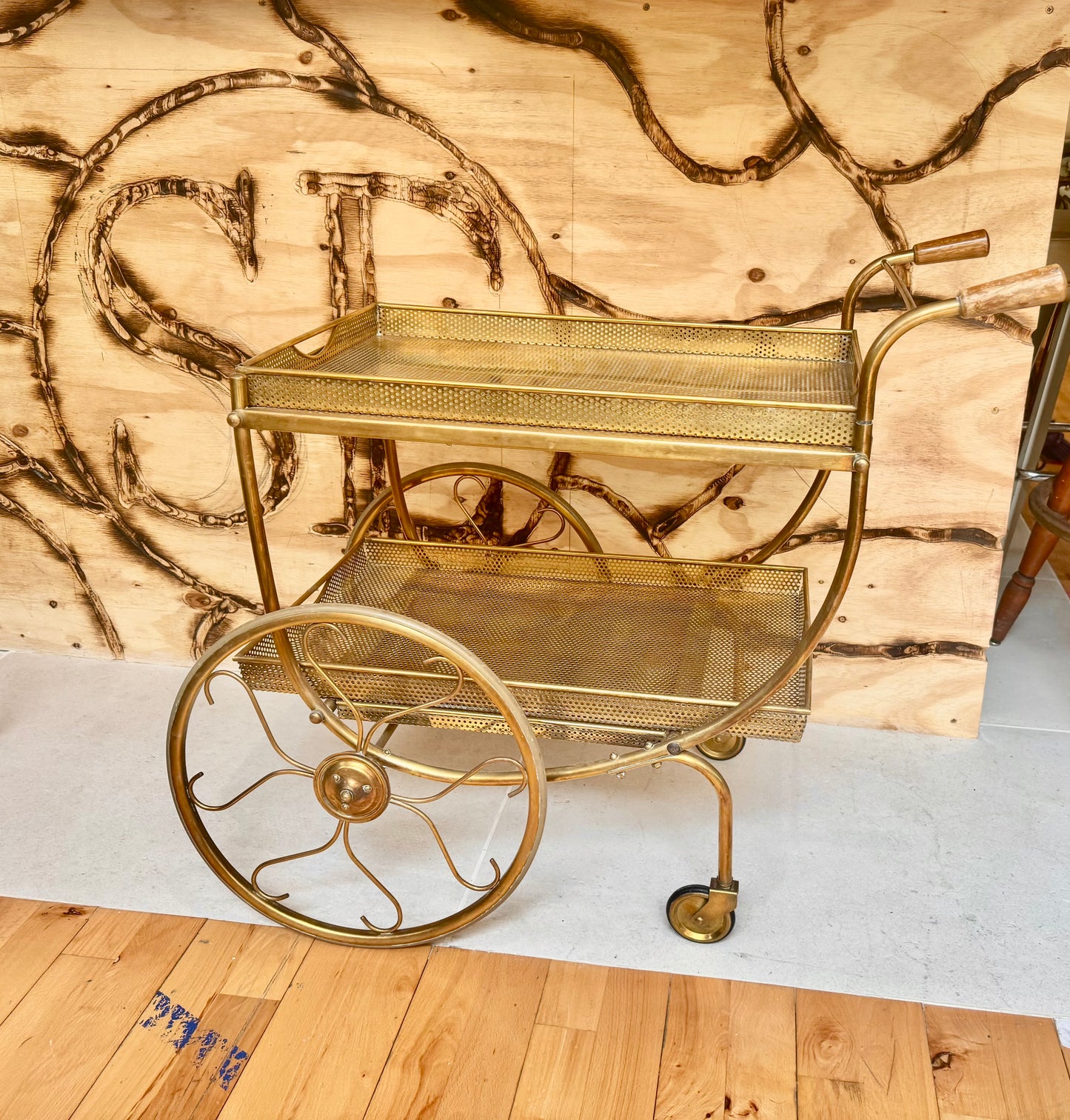 Josef Franc Brass Bar Trolley | Vintage Antique Homeware Decor |