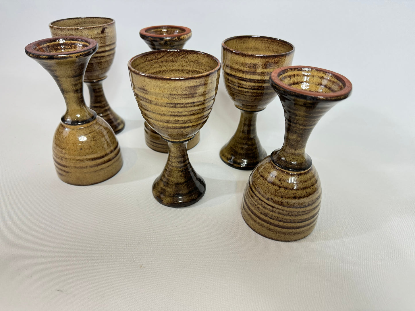 Stoneware Handmade Wine Glass/ Goblets | Vintage/Retro |Pottery | Barware | MCM Mid Century | Prop Set Dressing