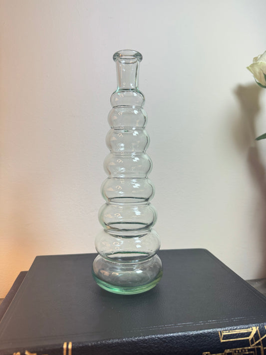 Clear Glass Bubble Ribbed Vase | Vintage Retro | Bobble Vase | Single Stem Vase