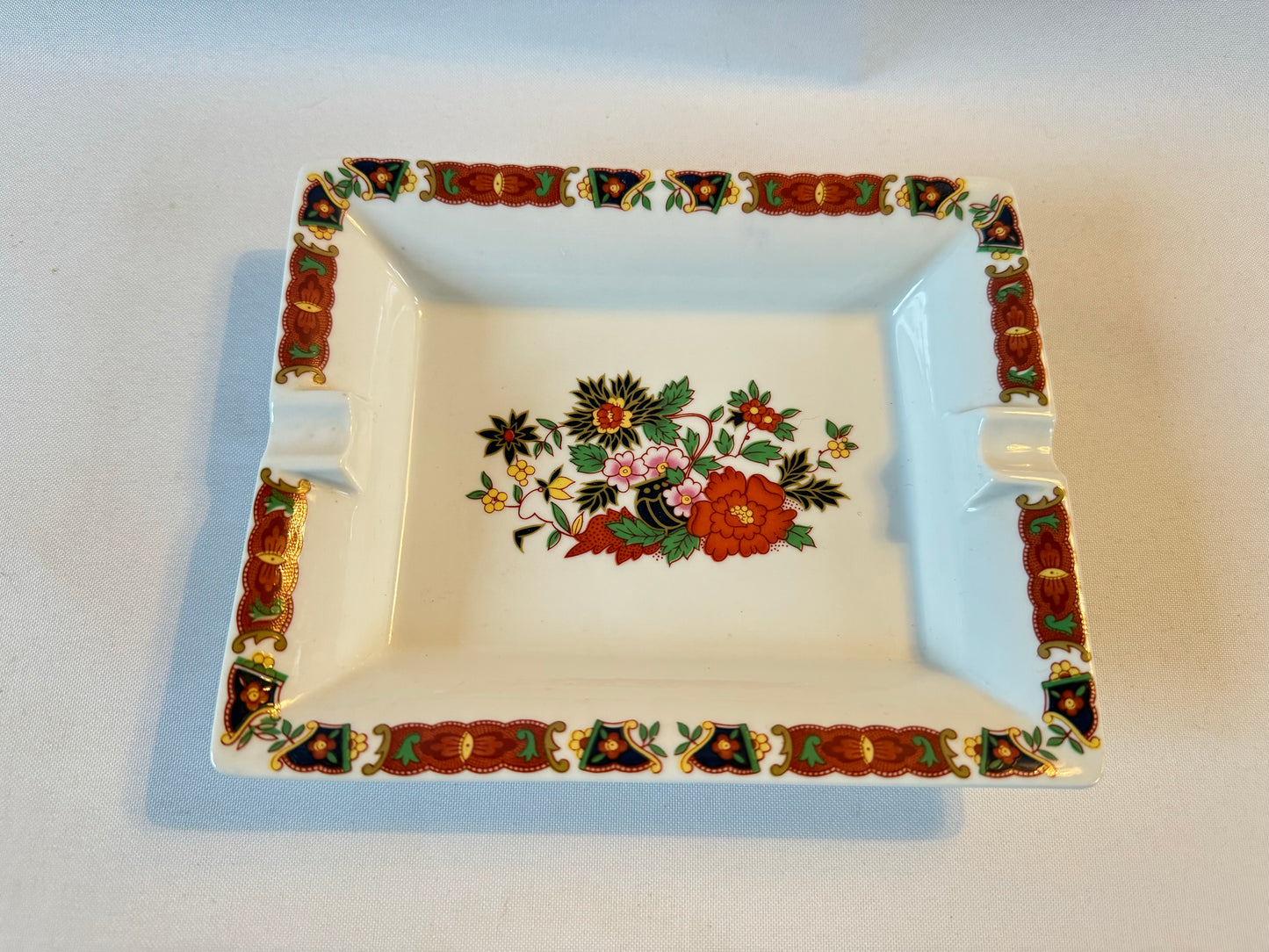 Porcelain Ashtray with Floral Design | Made in Spain | Vintage Retro |