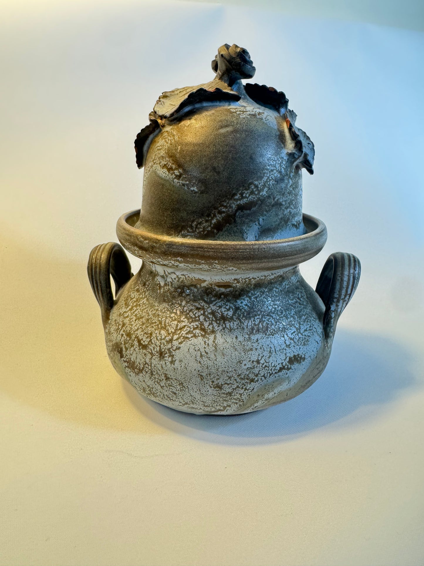Unusual Shape Stoneware Ceramic Lidded Pot | Studio Pottery | Vintage Retro | Unique Quirky |