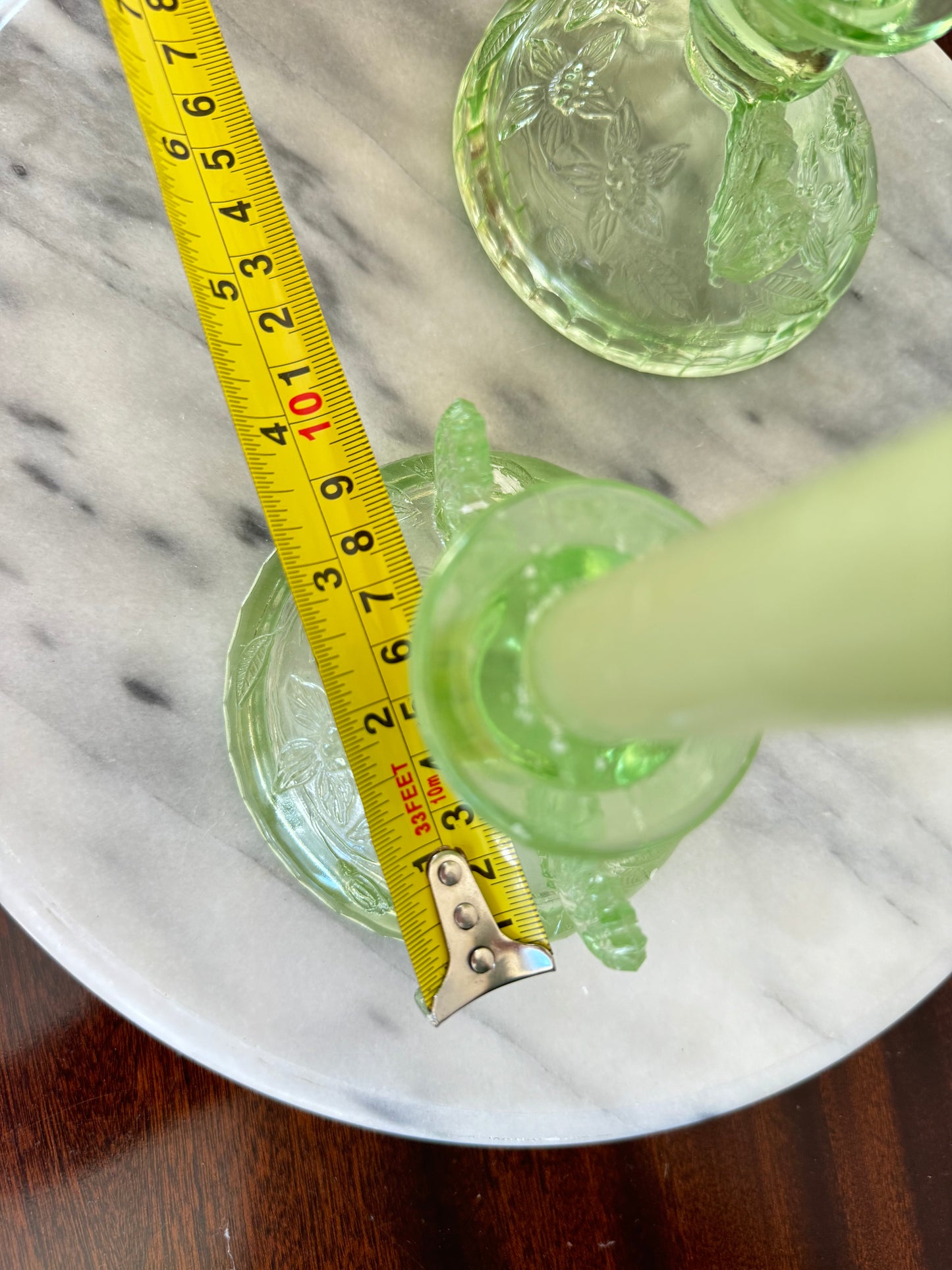 Sowerby 1930’s Green Cut Glass Art Deco Butterfly Candlestick Holders | Set of 2 | Vintage Retro | Angel Wings |
