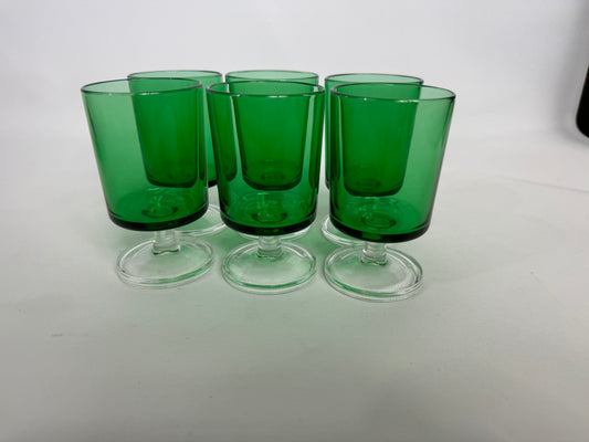 Small Green Luminarc Glasses. Barware | Wine Glass/ Apertivito glass | Vintage Retro