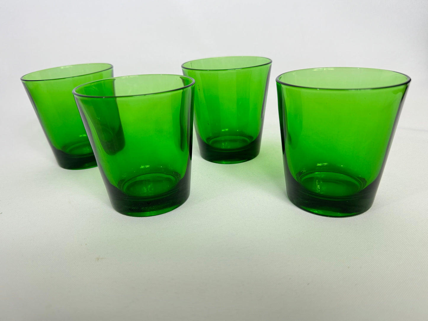 Green Italian Glass Short Tumblers | Vintage Retro MCM Mid Century | Barware |