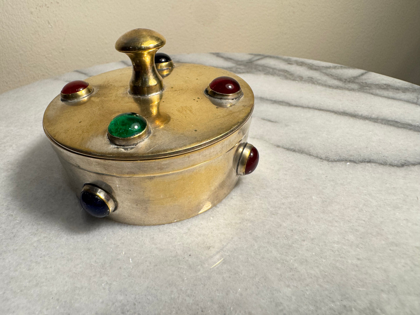 Small Metal Trinket Box with Bead Detail | Arts & Crafts Style | Vintage Retro Quirky |