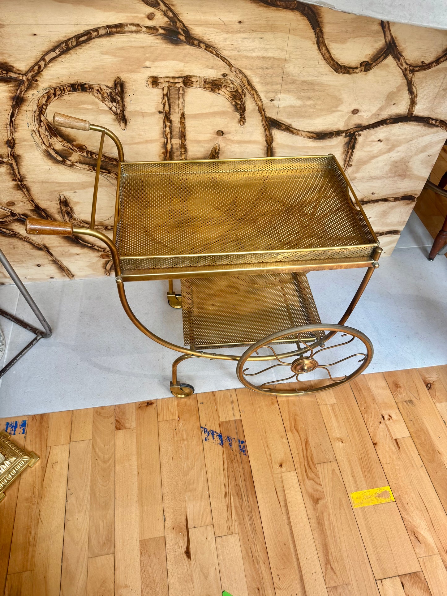 Josef Franc Brass Bar Trolley | Vintage Antique Homeware Decor |