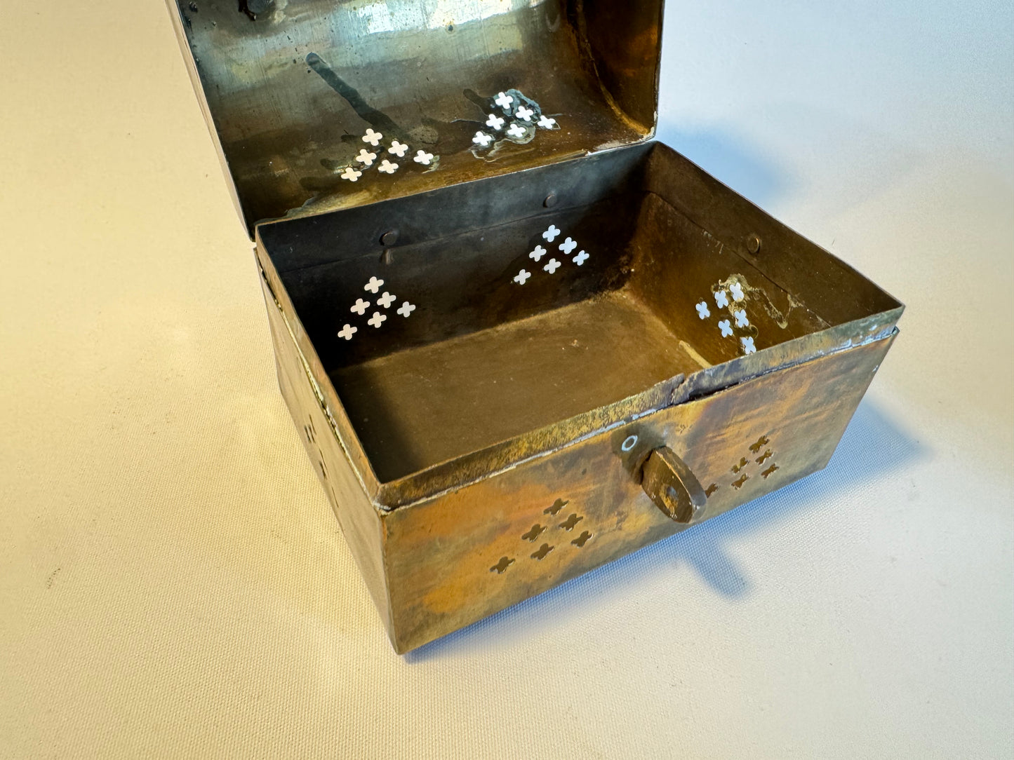 Small Brass Trinket Box | Miniature Chest | Vintage Retro Quirky |