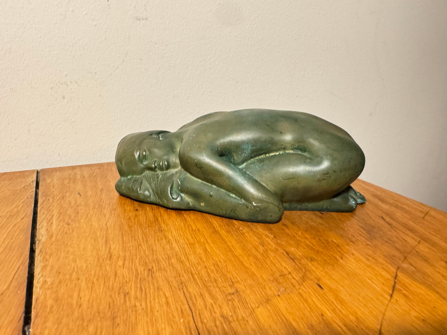 Carved Slate Sleeping Nude Lady Figure With Bronzed Effect Finish | Vintage Decor | Art Deco | Unique | c1930 |