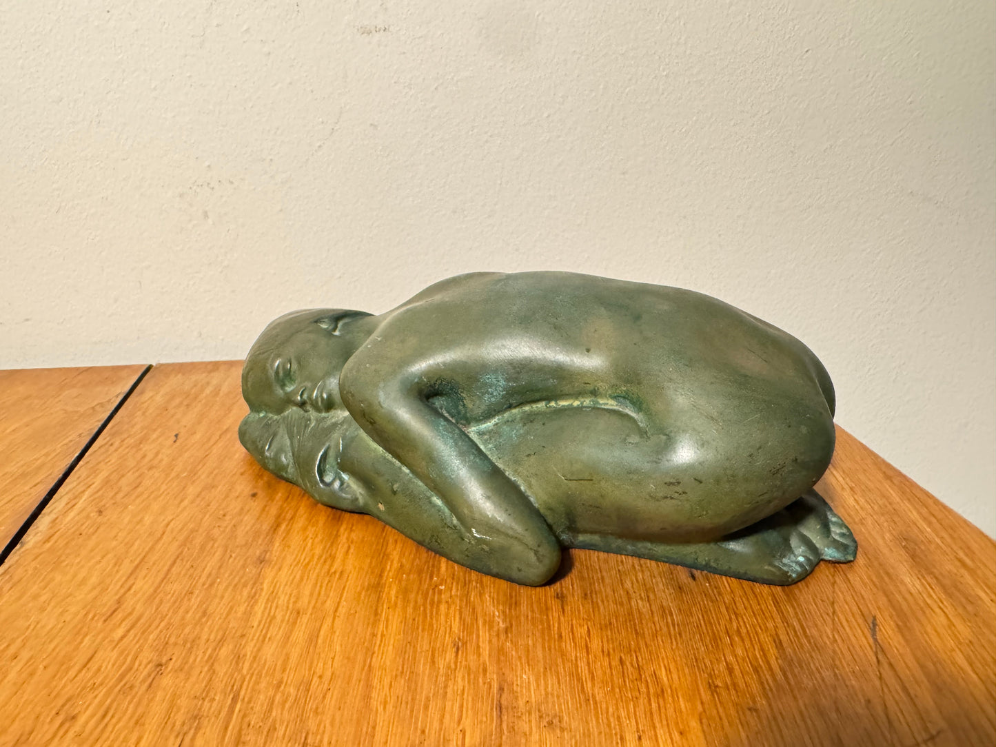 Carved Slate Sleeping Nude Lady Figure With Bronzed Effect Finish | Vintage Decor | Art Deco | Unique | c1930 |