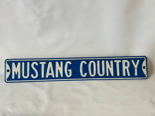Mustang Country Metal Sign | Ford Memorabilia | Vintage Retro | 1970s | Man Cave |