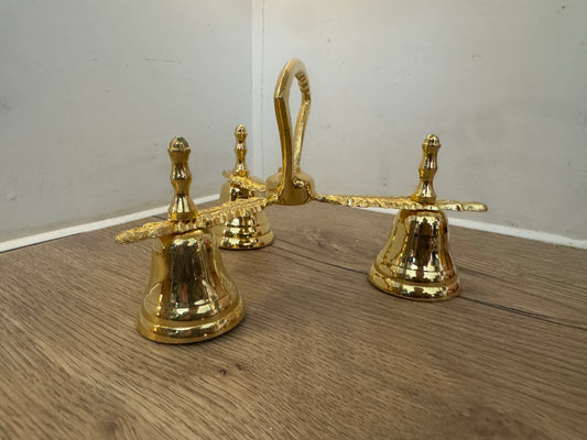 Triple Communion Altar Bell | Church Sanctuary Bell | Gold Tone | Catholic Religious Holy |