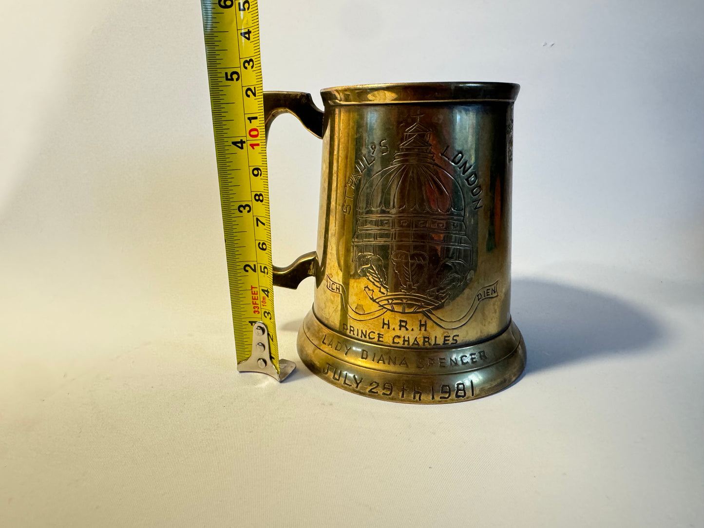 Prince Charles & Lady Diana Royal Wedding Tankard | Plated Brass | St. Paul’s Cathedral 1981 | Unique Vintage Retro | British Monarchy |