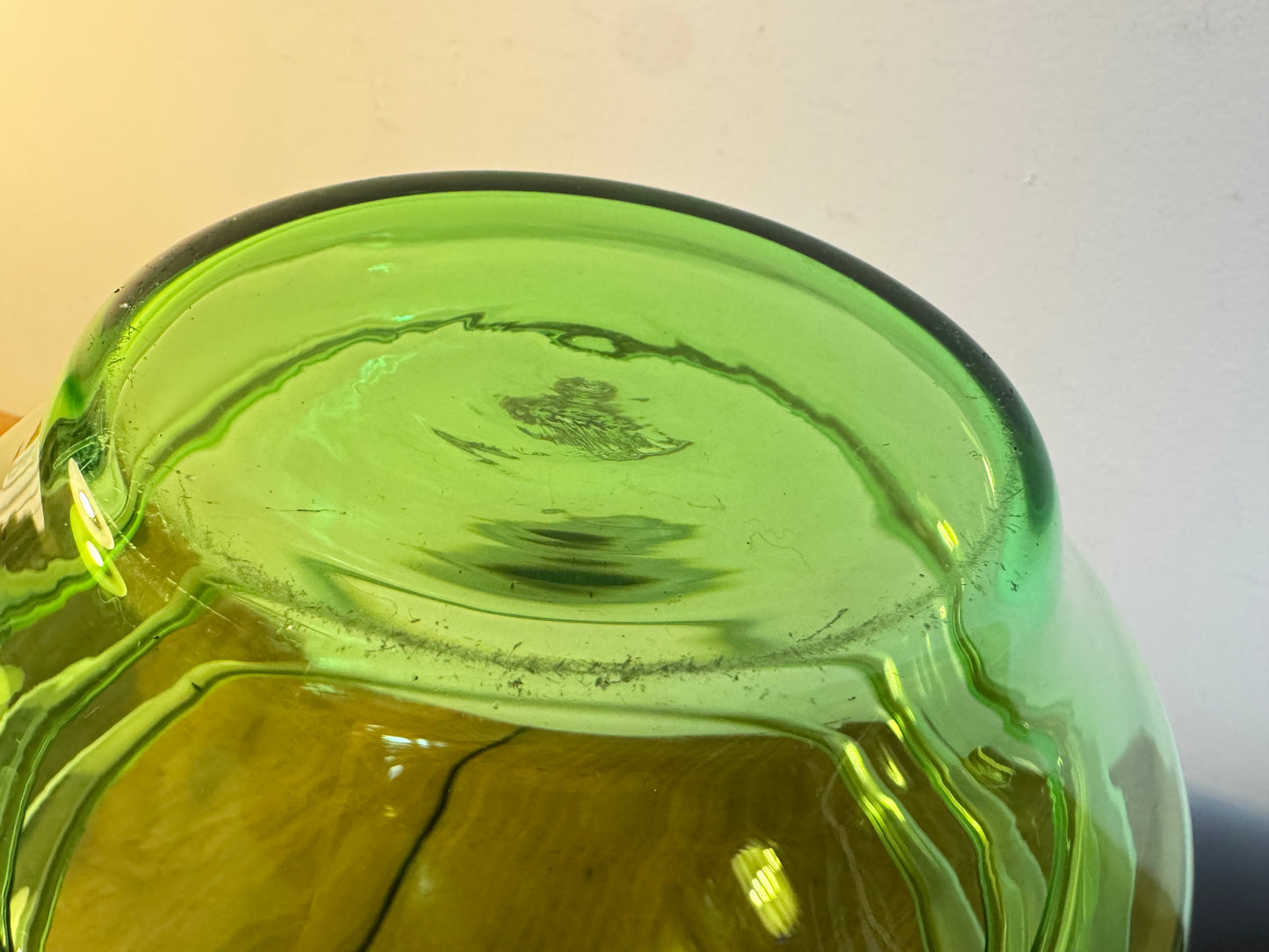 Green Hooped Glass Vase | Vintage Retro | Unusual Unique Quirky | Scandi |