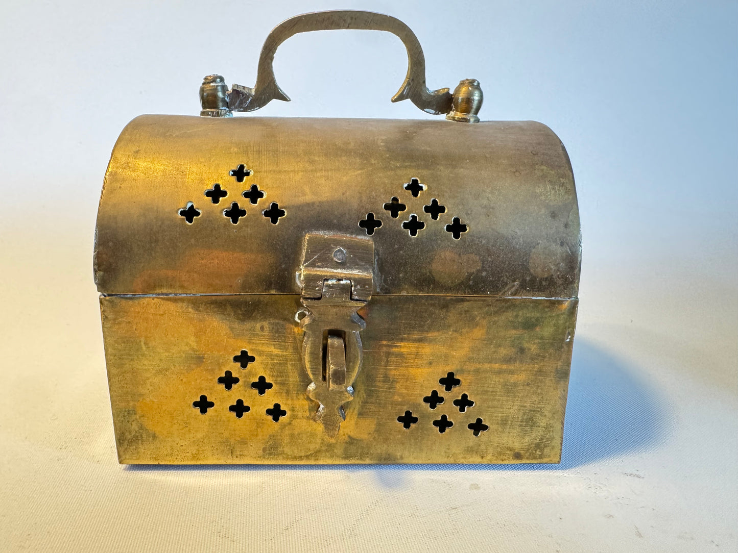 Small Brass Trinket Box | Miniature Chest | Vintage Retro Quirky |