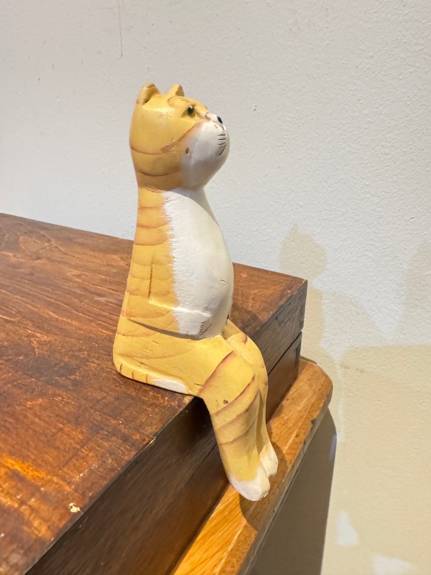 Hand Carved & Painted Shelf Sitter Animals | Folk Art | Vintage Retro Quirky | Cat Dog Cow Seal Rooster |