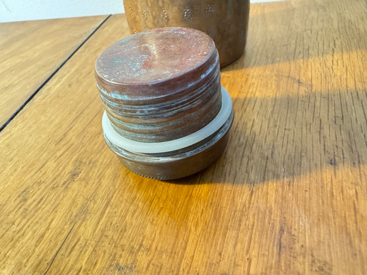 Hammered Copper Flask Bottle with Screw Top Lid | Vintage Retro Antique |