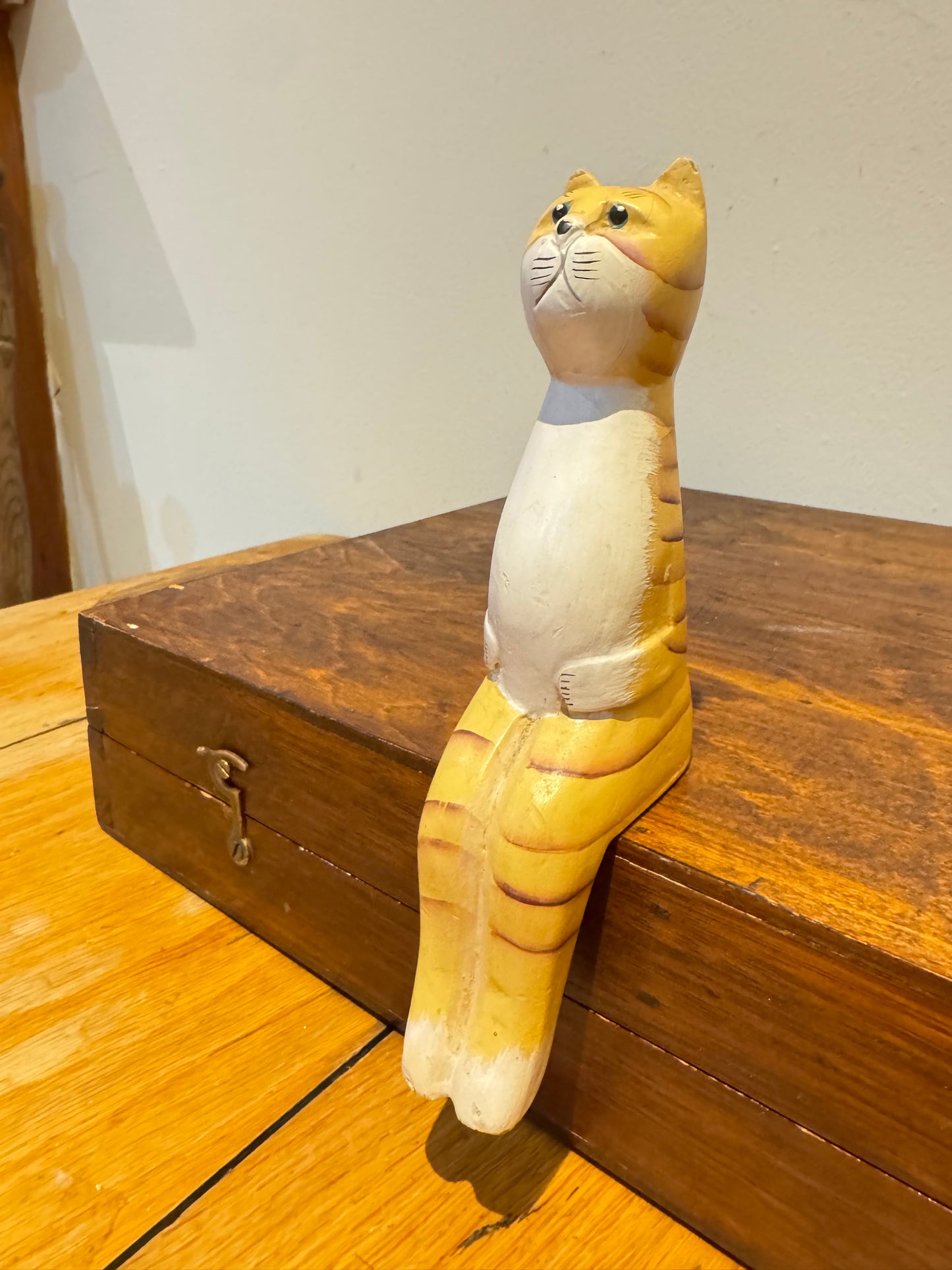Hand Carved & Painted Shelf Sitter Animals | Folk Art | Vintage Retro Quirky | Cat Dog Cow Seal Rooster |