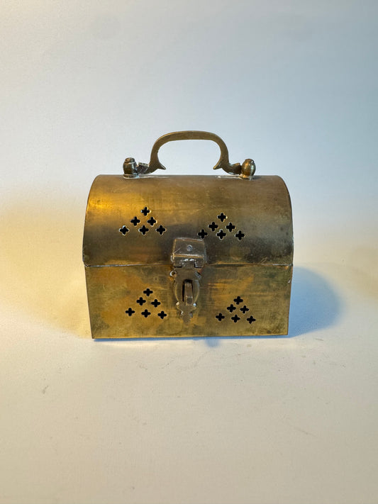 Small Brass Trinket Box | Miniature Chest | Vintage Retro Quirky |
