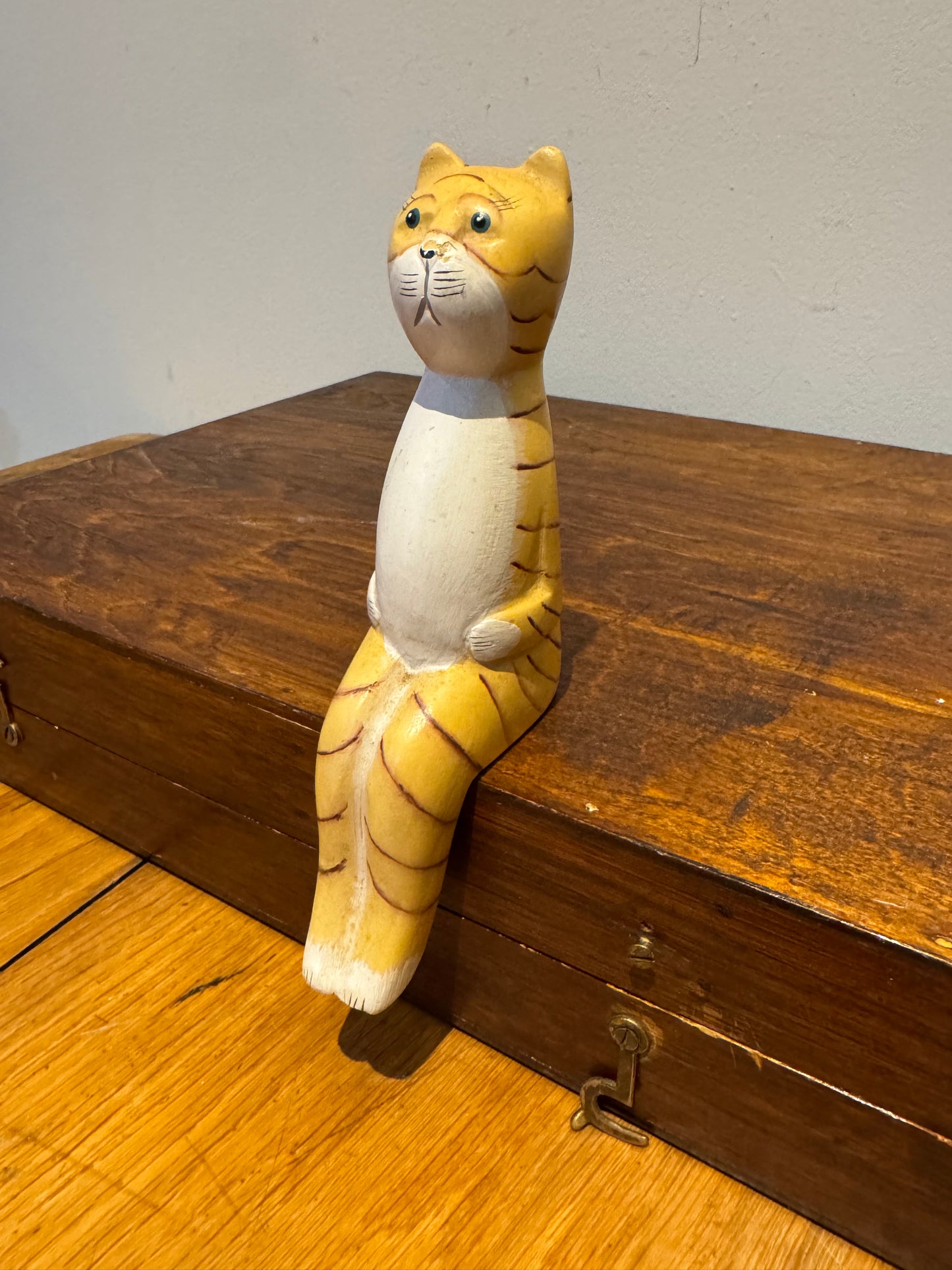 Hand Carved & Painted Shelf Sitter Animals | Folk Art | Vintage Retro Quirky | Cat Dog Cow Seal Rooster |