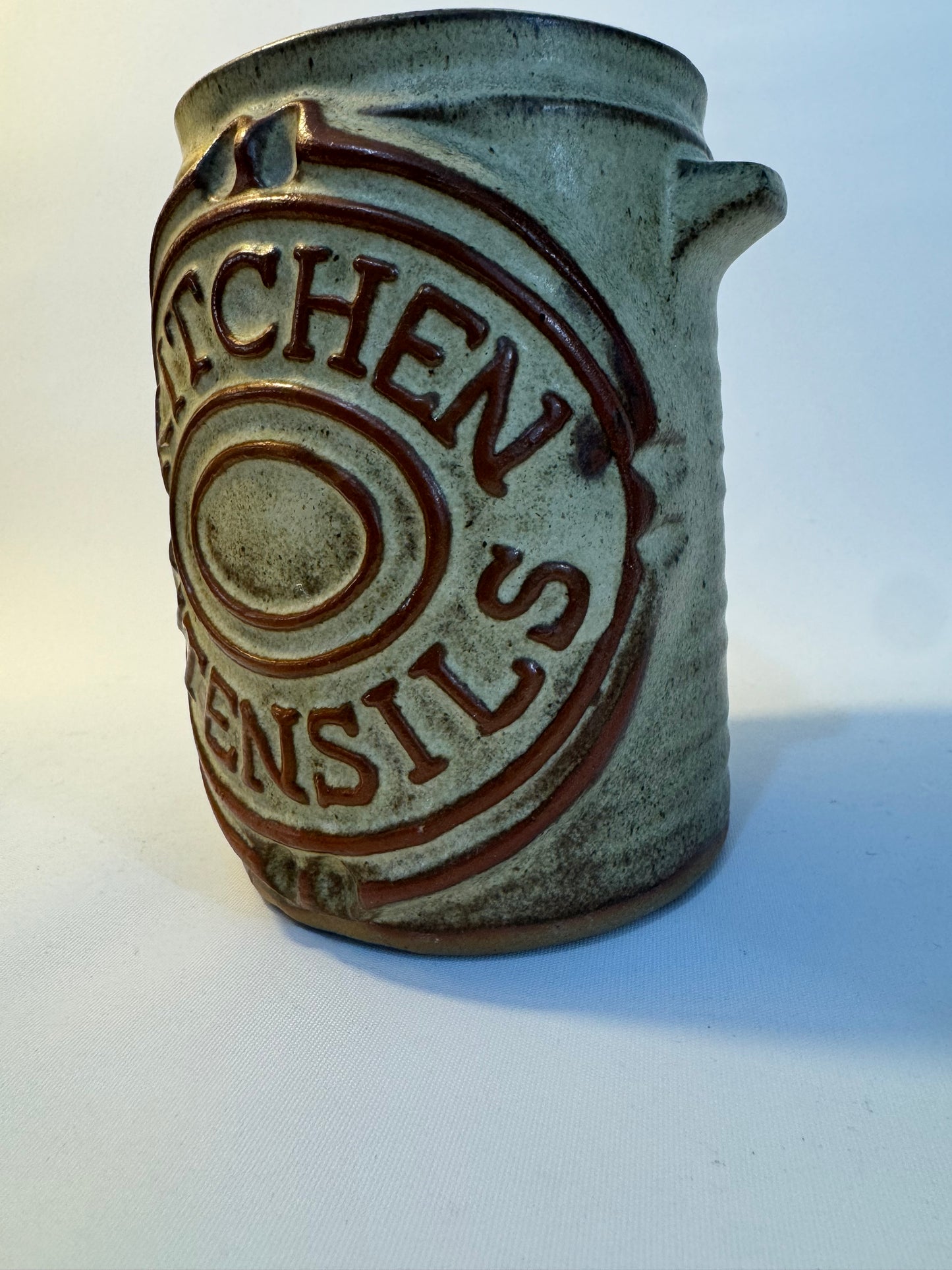 Kitchen Utensil Holder Pot | Stoneware | Vintage Retro 70’s | Kitchenware Kitchenalia |