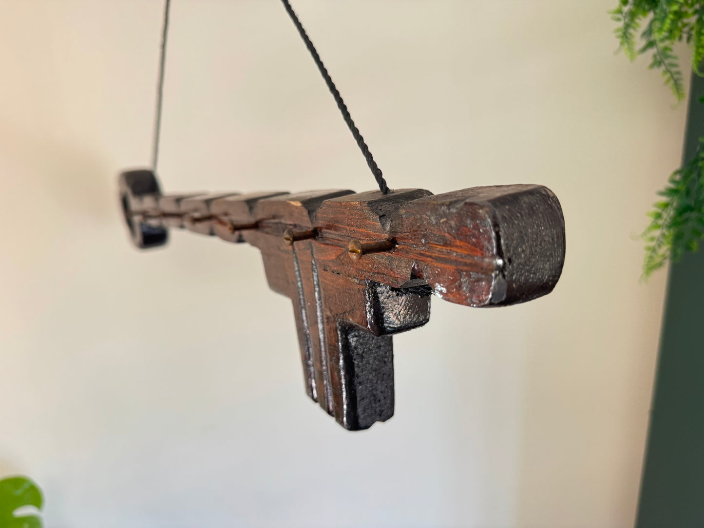 Large Rustic Wooden Key Hook Holder | Vintage Retro | Folk Art | Handcrafted |