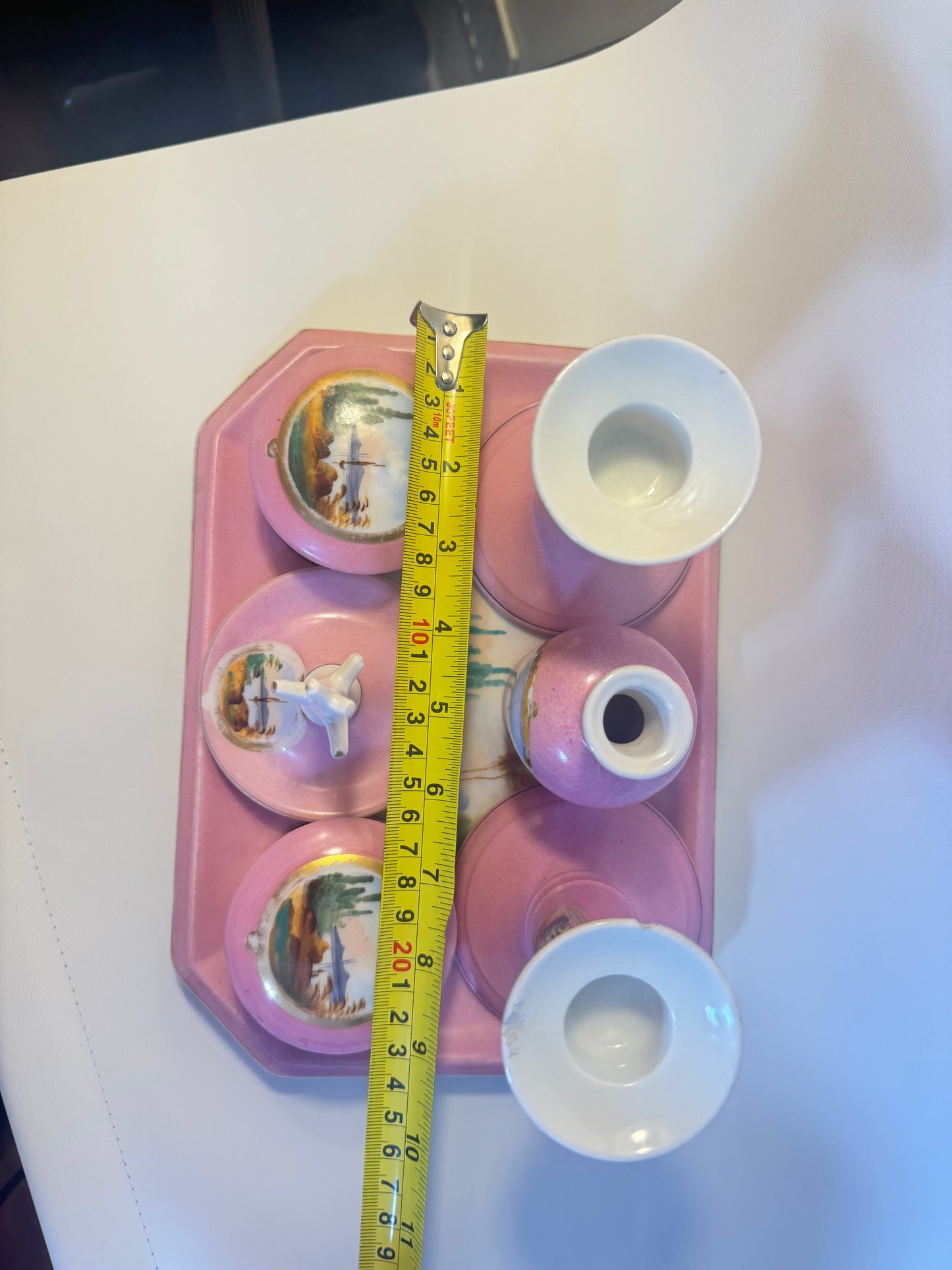 Pink Vintage Ceramic 7 Piece Vanity Set | Dressing Table | Retro Unique |