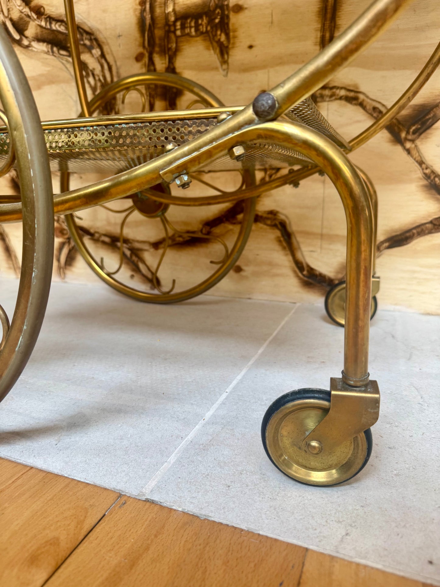 Josef Franc Brass Bar Trolley | Vintage Antique Homeware Decor |