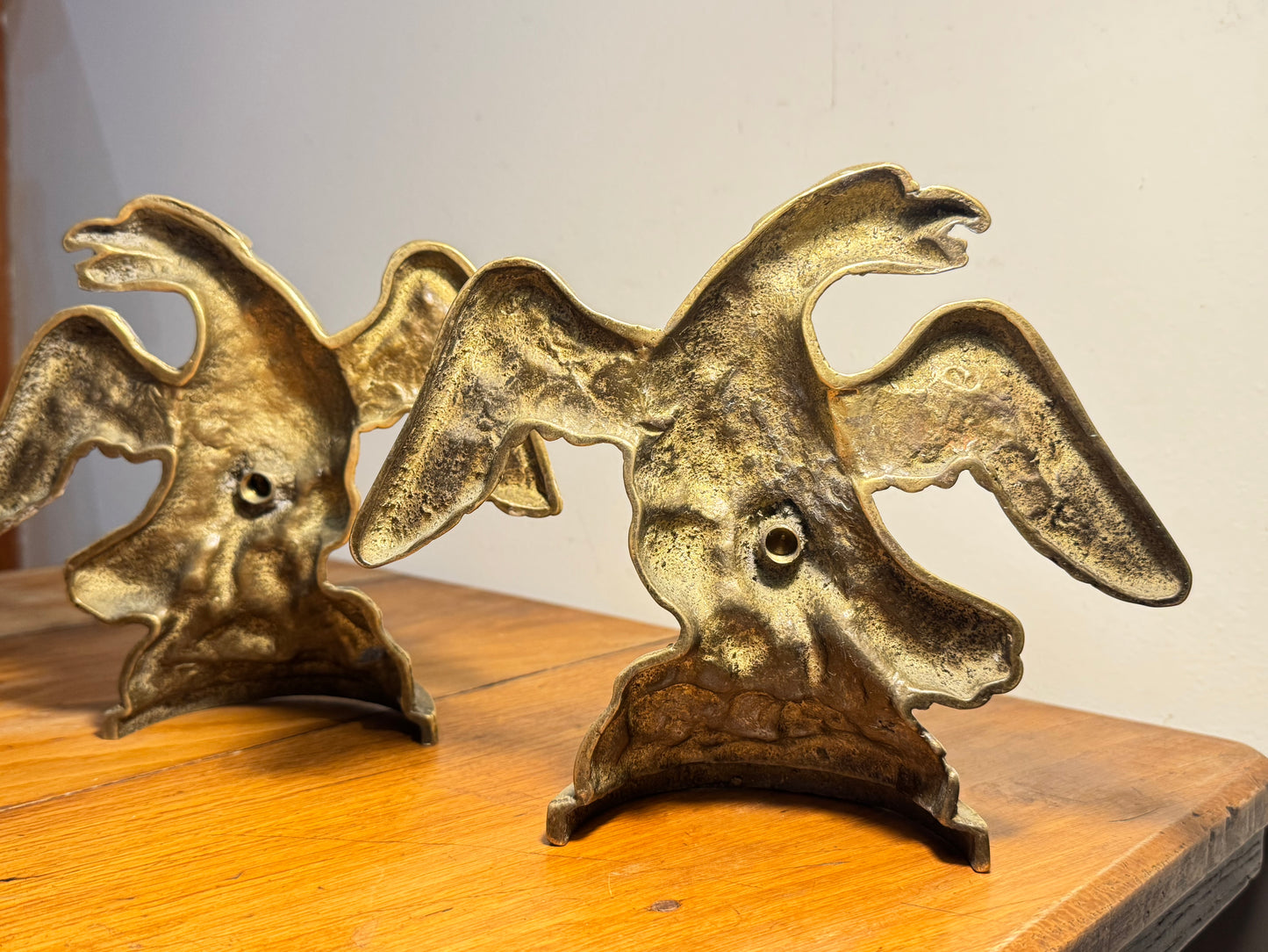 Pair of Antique Solid Brass Fire Place Andirons | Eagle Ornaments/Fire dog Ends | Fire Place Decor |Chenets/Eagles | Vintage Unique |