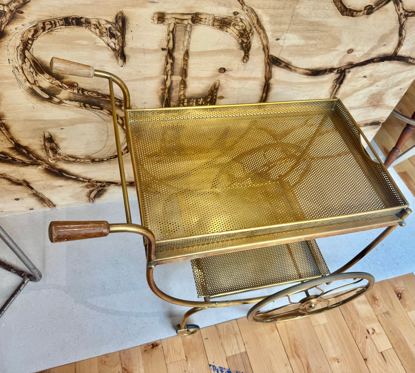 Josef Franc Brass Bar Trolley | Vintage Antique Homeware Decor |