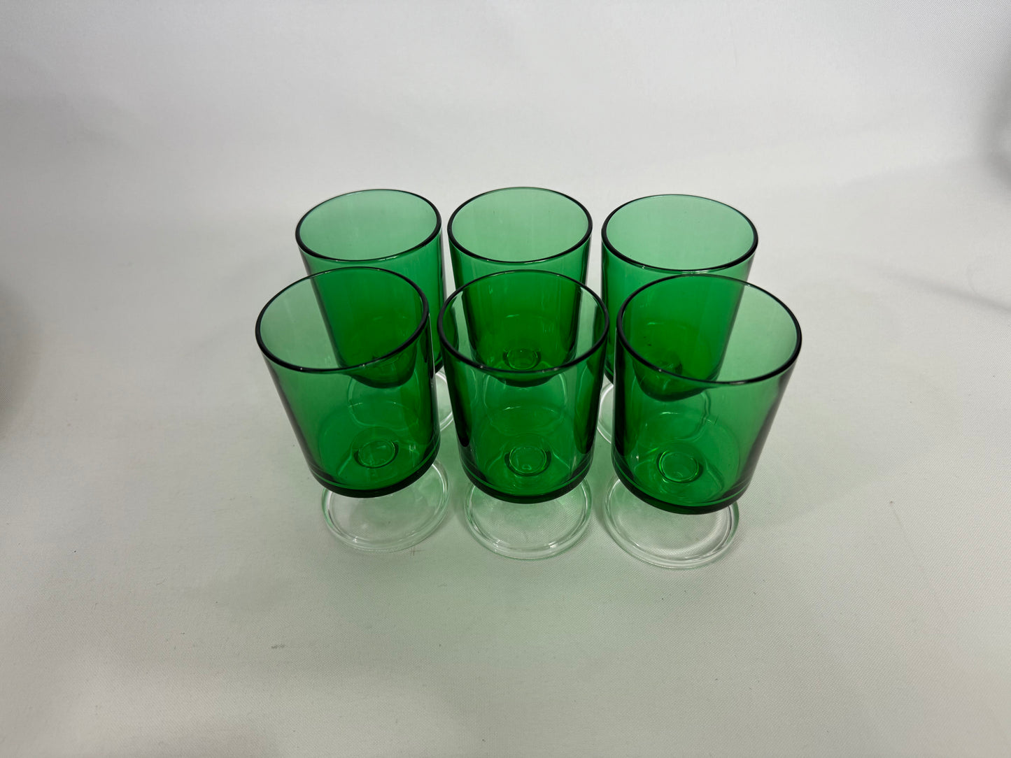 Small Green Luminarc Glasses. Barware | Wine Glass/ Apertivito glass | Vintage Retro