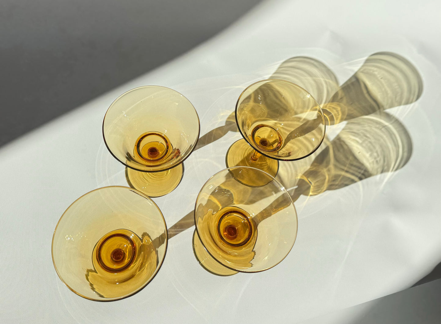 Amber Martini Margarita Cocktail Glasses | Vintage Retro Barware | Coloured Glass |