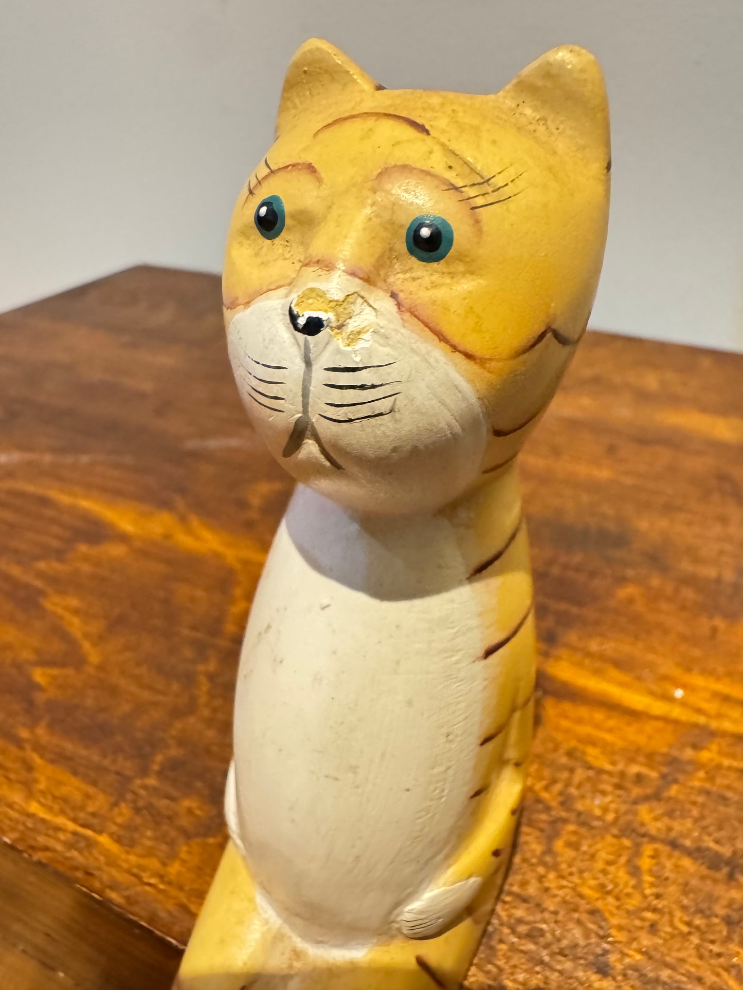 Hand Carved & Painted Shelf Sitter Animals | Folk Art | Vintage Retro Quirky | Cat Dog Cow Seal Rooster |