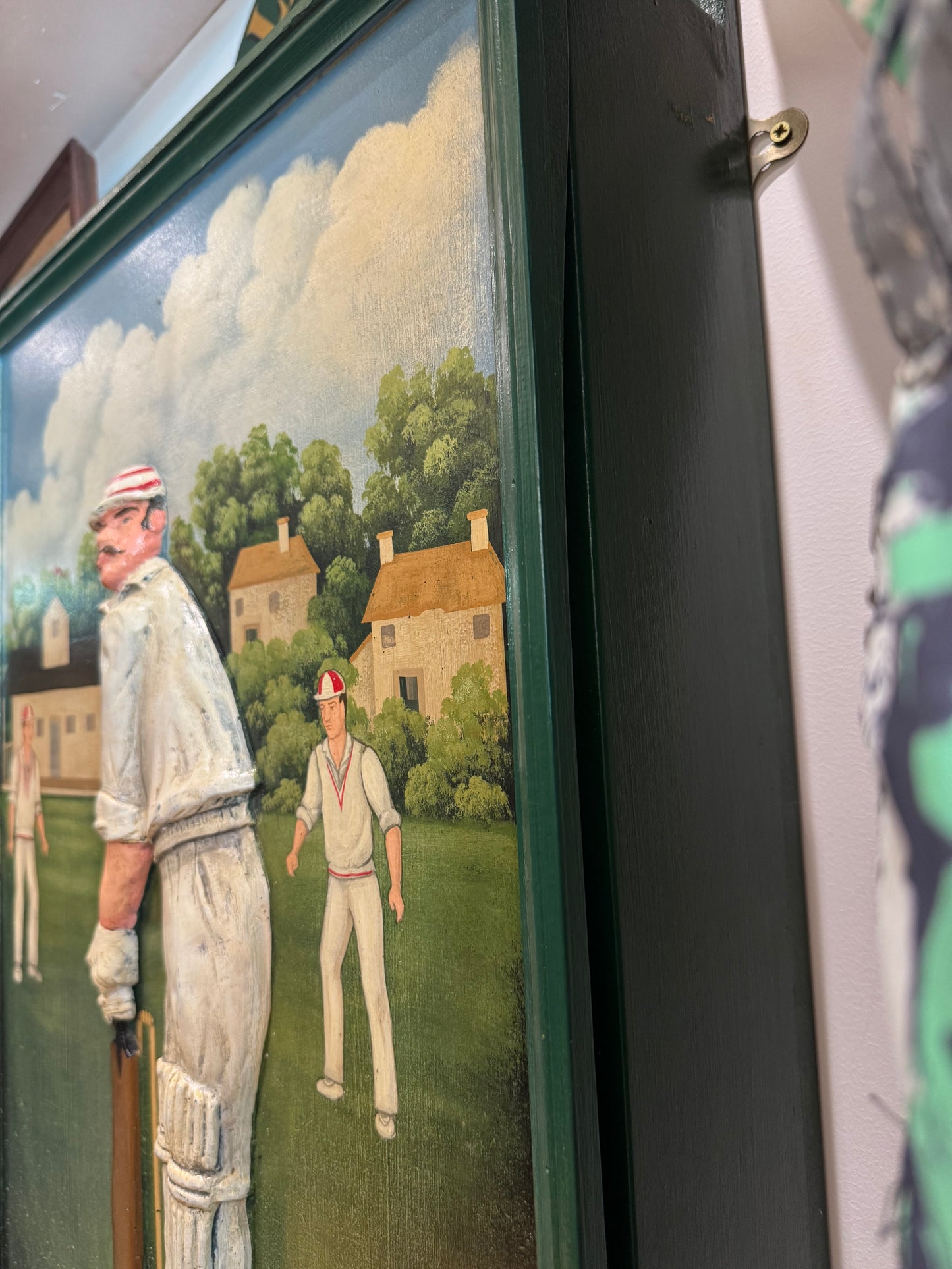 St Lawrence Cricket Club Wooden Wall Cabinet | Handcarved & Handpainted | Vintage Antique | British Cricket |