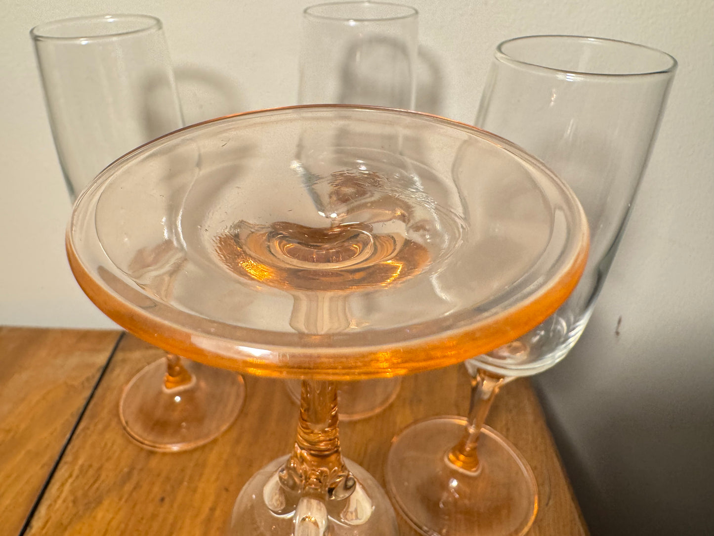 Luminarc Veronese Pink Stem Champagne Glasses | Vintage Retro 70s | Pretty Cute Kitsch |