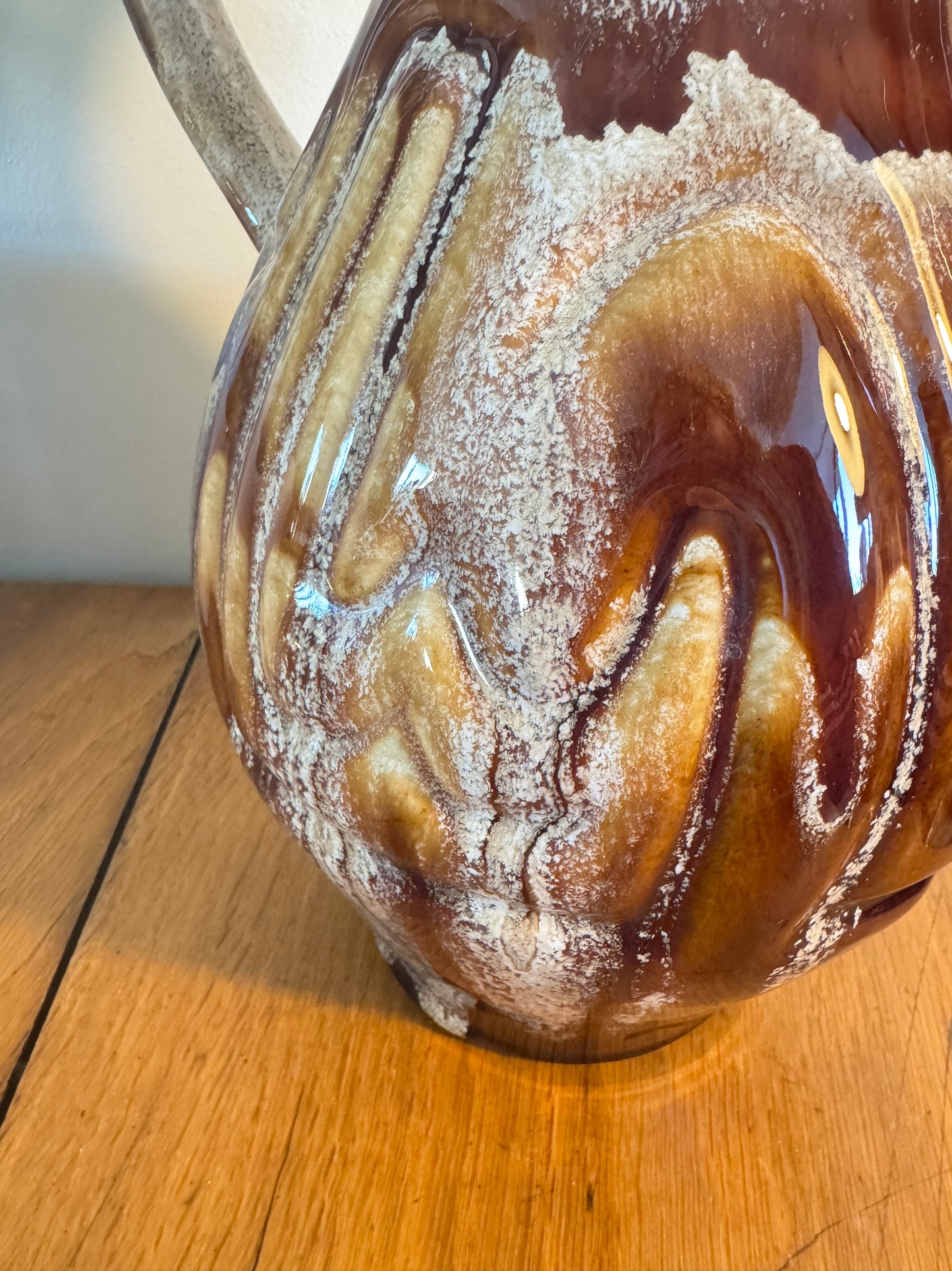 Large Ceramic Vase with Drip Glaze | Twin Double Handle | Vintage Retro Home decor |