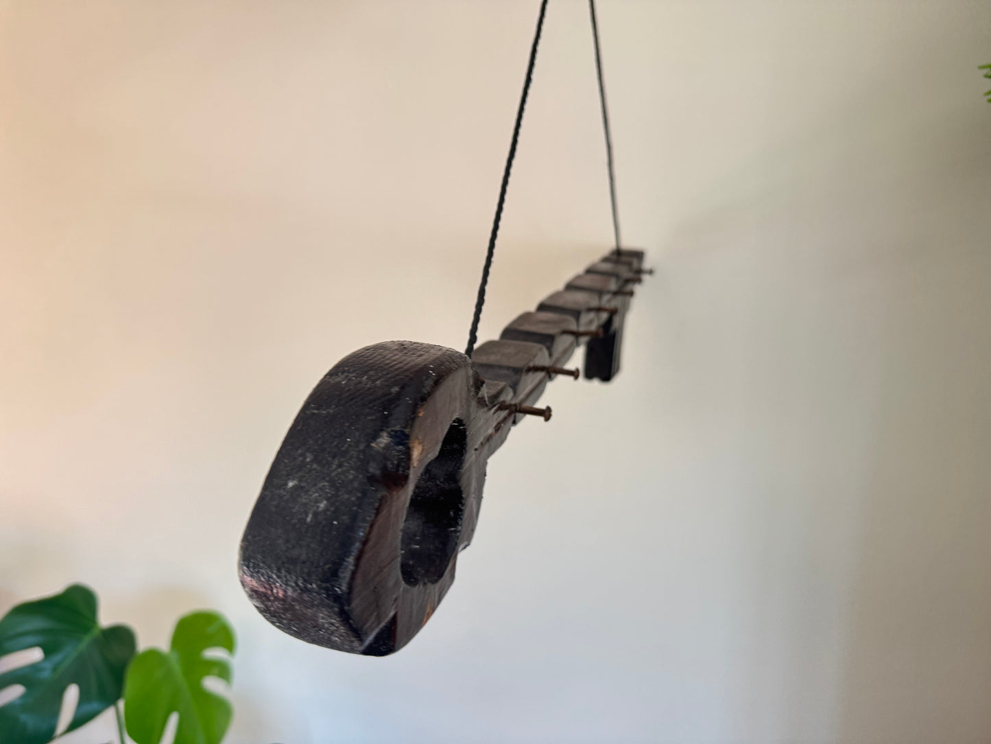 Large Rustic Wooden Key Hook Holder | Vintage Retro | Folk Art | Handcrafted |